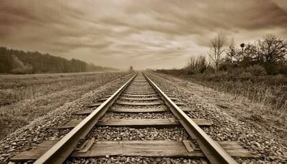 Fototapeta premium 흐린 날씨의 오래된 철길