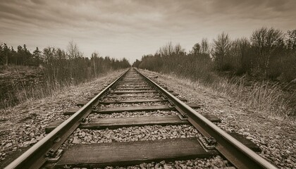 Fototapeta premium 흐린 날씨의 오래된 철길