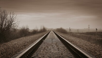 Fototapeta premium 흐린 날씨의 오래된 철길