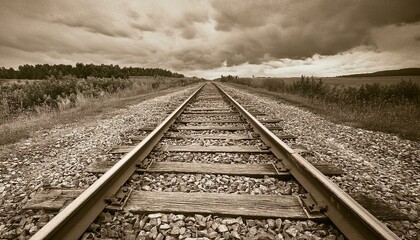 Fototapeta premium 흐린 날씨의 오래된 철길