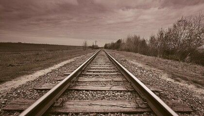 Fototapeta premium 흐린 날씨의 오래된 철길