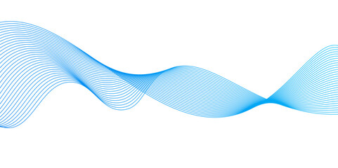 Fototapeta premium Wave with lines created using blend tool Abstract blue wave lines,abstract blue wave lines on white background,Curve wave seamless pattern. Line art striped graphic template,