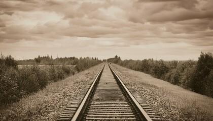 Obraz premium 흐린 날씨의 오래된 철길