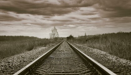 Fototapeta premium 흐린 날씨의 오래된 철길