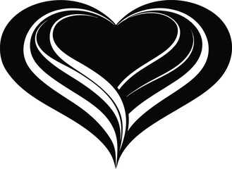 Warped Heart Black Silhouette Vectot Illustration Foe Valentines Day, Valentines Day Heart Sihouttee Vector Illustration, Herat Vector Illustration Isolated On White Background 