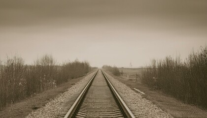 Fototapeta premium 흐린 날씨의 오래된 철길