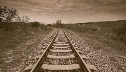 Fototapeta premium 흐린 날씨의 오래된 철길