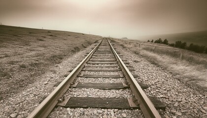 Obraz premium 흐린 날씨의 오래된 철길