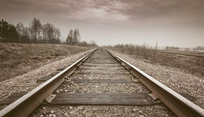 Fototapeta premium 흐린 날씨의 오래된 철길