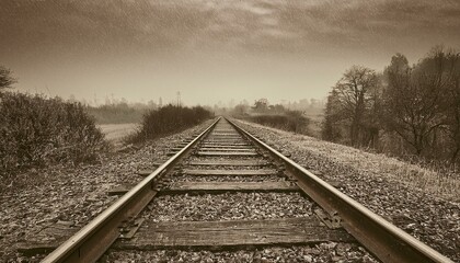 Fototapeta premium 흐린 날씨의 오래된 철길