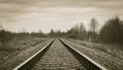 Obraz premium 흐린 날씨의 오래된 철길