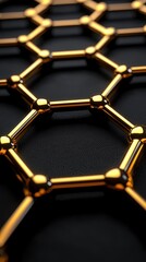 Close-up view of a golden hexagonal lattice structure showcasing modern material design and innovation.