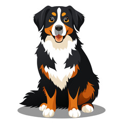 bernese mountain dog isolated on white, Color vector illustration. Pet animal  