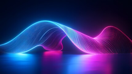 Abstract Wireframe Structures with Neon Glow Effects in Minimalist Design