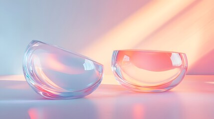 Abstract Glass Structures with Light Refractions in Minimalist Design .