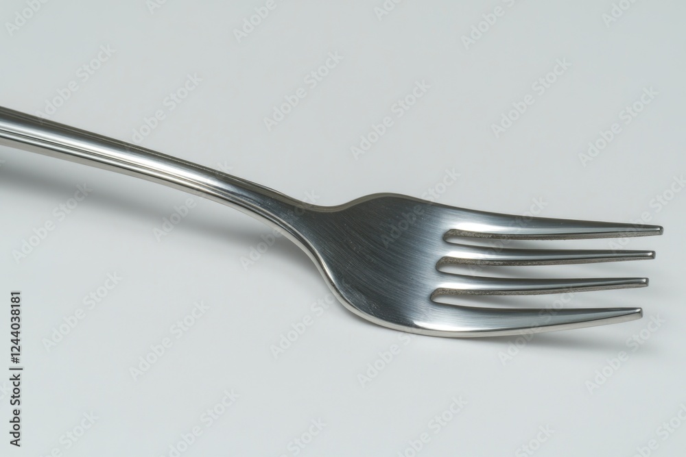 Poster a simple illustration of a fork placed on a white table