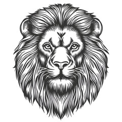 Obraz premium Modern Geometric Lion logo in black and white engraving style with sharp angles