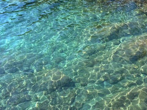 Crystal clear ocean water surface.