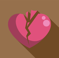 Pink broken heart is showing sadness and lost love