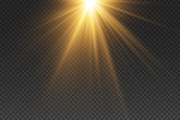 Star light effect with rays of light. On a transparent background.