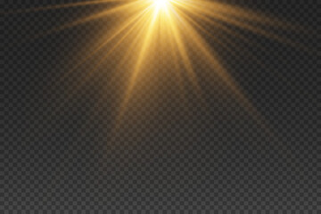 Star light effect with rays of light. On a transparent background.