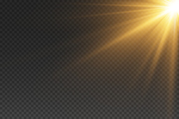 Star light effect with rays of light. On a transparent background.