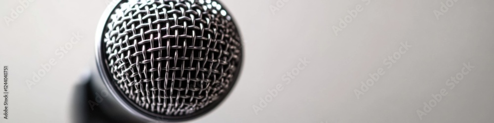 Aufkleber a close-up view of a microphone on its stand, ideal for use in music, audio or technology contexts