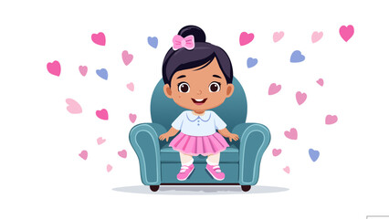 椅子に座ったかわいい子供のキャラクター、赤ちゃん