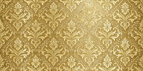 Elegant Gold Damask Pattern with Sparkling Texture for Design Projects