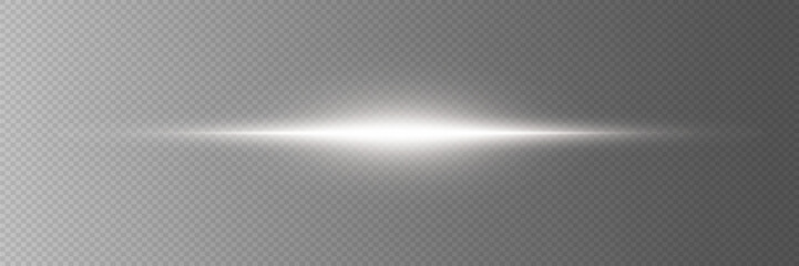 White glowing line and sparkling explosion effect. On a transparent background.