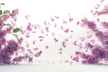 Obraz premium Beautiful lilac flowers creating a whimsical floating effect in a serene environment