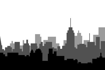 Obraz premium City skyline vector illustration. Landscape cityscape in flat style. City silhouette. Cityscape backgrounds. Daytime city skyline.