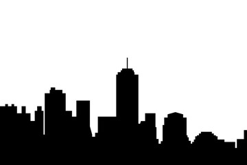 Obraz premium City skyline vector illustration. Landscape cityscape in flat style. City silhouette. Cityscape backgrounds. Daytime city skyline.
