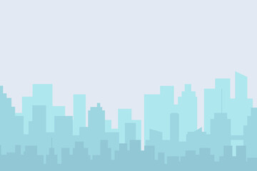 City skyline vector illustration. Landscape cityscape in flat style. City silhouette. Cityscape backgrounds. Daytime city skyline.