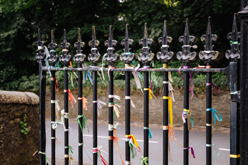 Prayer Gate with Colorful Symbolic Ribbons