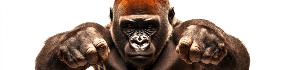 Obraz premium A detailed view of a gorilla's facial features and hands, perfect for wildlife or conservation projects
