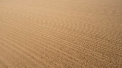 Fototapeta premium Aerial View of Smooth Agricultural Field with Straight Furrows