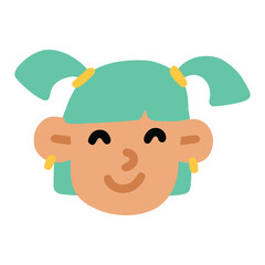 Women green hair with children style