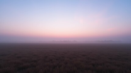 Fototapeta premium Serene Misty Landscape at Dawn with Soft Pastel Sky Colors