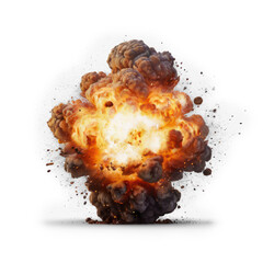 realistic explosion of an exploding bomb isolated on transparent background, png file