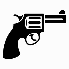 Revolver Gun Firing Silhouette Vector Illustration.