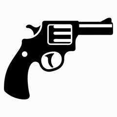 Revolver Gun Firing Silhouette Vector Illustration.