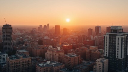 Fototapeta premium Stunning Sunset Over Johannesburg Cityscape with Urban Buildings
