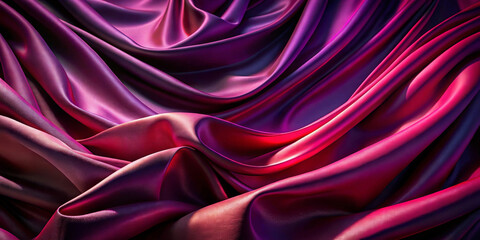 Obraz premium Rich, flowing waves of deep purple and vibrant red create a luxurious, silky sheen across the fabric. Light brings out a luminescent quality, highlighting the smooth contours and folds.AI