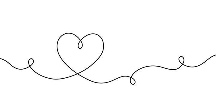 Heart line. Hearts continuous one line drawing. Hand drawn art oneline icon. Love design. Hand draw hearth sketch. Single lineart. Wedding black print isolated on white background. Vector illustration