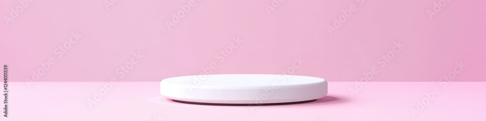 Poster A single white round object sits on a pink background, perfect for use in designs about simplicity or minimalism