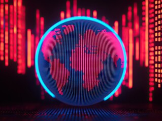 Digital globe visualization global tech event 3d model futuristic environment close-up view data representation