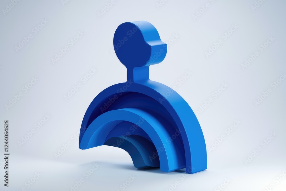 Aufkleber abstract 3d rendering of a blue layered figure, possibly representing connection, community, or laye