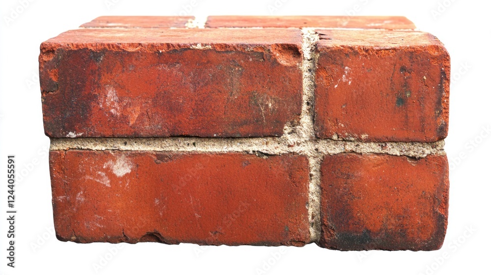 Poster a close-up view of a single brick on a white background, great for use in design or construction-rel