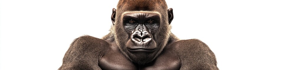 Obraz premium Close-up view of a gorilla's face on a white background